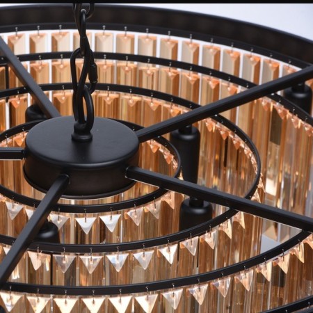 Goslar chandelier, 10x60W E14, black color, gold-4