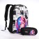School backpack with an ANime Girl Penal, 42x28x13 cm, black color