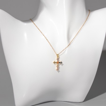 Pendant "cross" sparks, color in gold, 38 cm-4