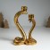 Polystone candlestick for 2 candles "two royal cobra" gold 14.5x10.5x21.2 cm