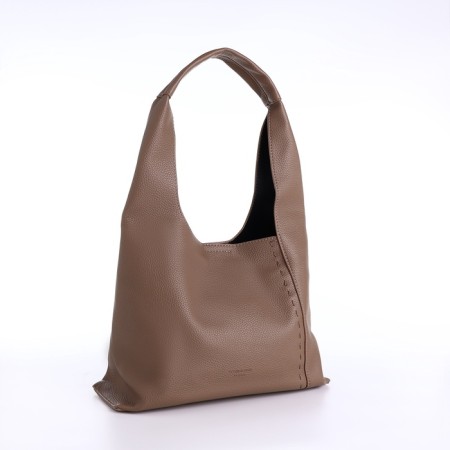 Women's bag on the button, cosmetic bag, dark beige color-1