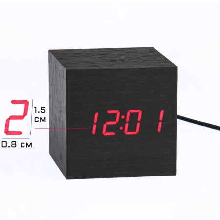 Clock - an alarm clock electronic "digit" with a thermometer, wooden, 6.5 cm, aaa, USB-5