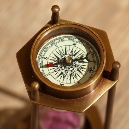 Sanding clock with compass 14x5.5 cm, brass-6