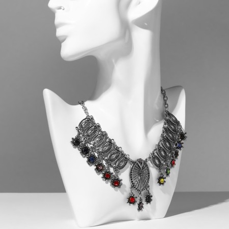 The necklace "India" ovals, color in black silver, 30 cm