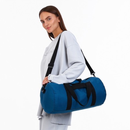 Road bag with lightning, external pocket, long belt, sea wave color-4