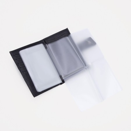 Male purse on the button for auto documents and passports, black color-3