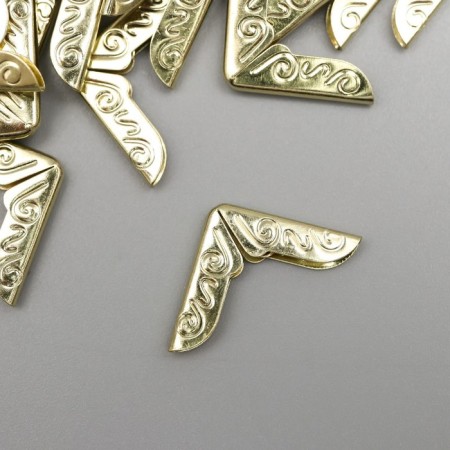 Protective corner for the album Metal "Curls" set 100 pcs gold 1.4x1.4 cm-2