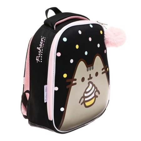 Frame backpack, 35x26x13, pusheen, black/pink, for girls-1
