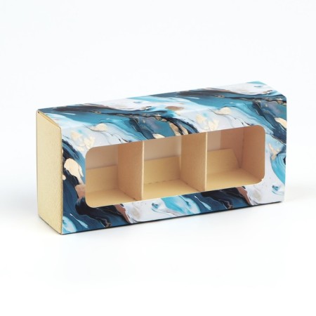 Box for 3 sweets with cells "Watercolor", 13.3 x 3.3 x 5.8 cm-1
