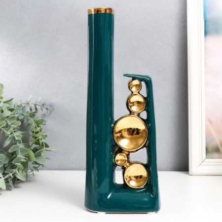 Souvenir ceramics "bubbles" green with gold 6x12x30 cm-2