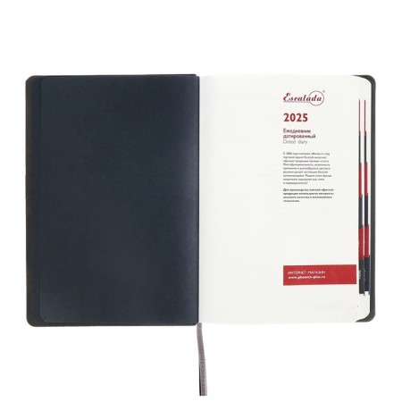 Dated 2025 diary, Escalada, A4, 120 sheets, soft cover, artificial leather, foil embossing, liesse, block 70 g/m2, blue-4