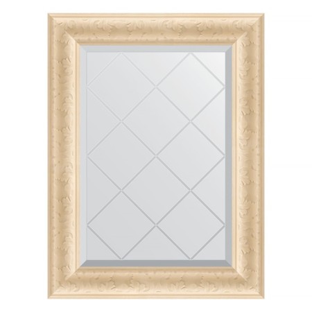 Mirror with engraving in the baguette frame, old gypsum 82 mm, 55x72 cm