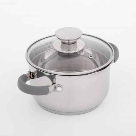 Magistro tefida stainless steel pan, 1.7 l, lid-durglang, plum nose, capsule, silicone handles