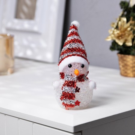 Christmas tree toy "Red Snowman" 8 cm, batteries, glow of multi (RGB)-3