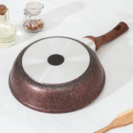 Granit Ultra Red, D = 24 cm pan, plastic handle, glass cover, anti -stick coating, brown color-2