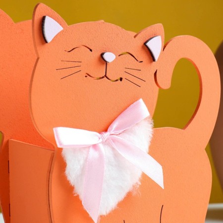 Kashpo wooden "cat" 14.5x7x18.5 cm orange-4