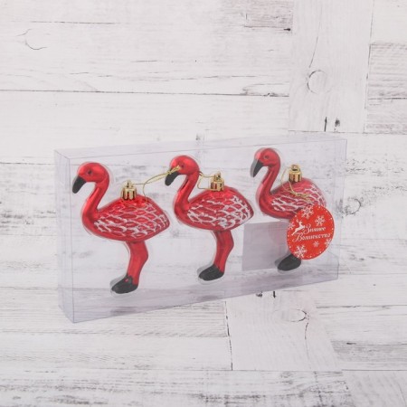 Jewelry decoration "Flamingo" (set of 3 pcs) 11x6.5 cm, red-1