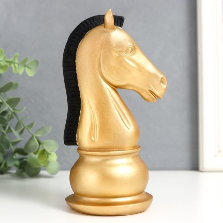 Souvenir Polystone "Chess Figure. Kon" Golden with a black mane of 19.5x10x8 cm-4