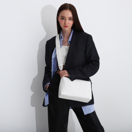 Female bag over the shoulder Textura, medium size, white color-6