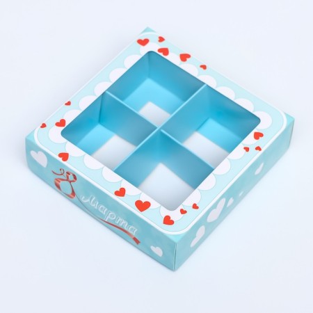 Box for 4 sweets, "March 8" 12.6 x 12.6 x 3.5 cm-2