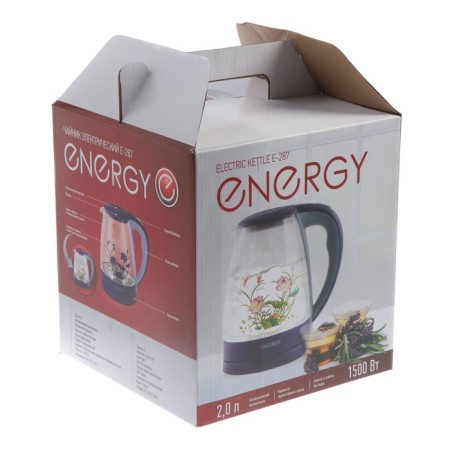 Electric kettle Energy E-287, glass, 2 l, 1500 watts, backlight, blue-8