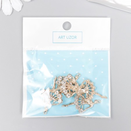 Decor for creativity metal, rhinestones "ballerina" gold 3.4x2.2 cm-3