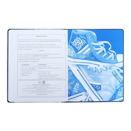 School diary for grades 1-11 "sneakers", firm covering with artificial leather foam, metal cutters, 48 ​​sheets, an offset block 80g/m2, universal cheat sheet-12