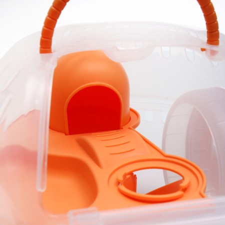 Carrier carrier carrier with a house, shelf, drinker, 29x23x23 cm, yellow-9