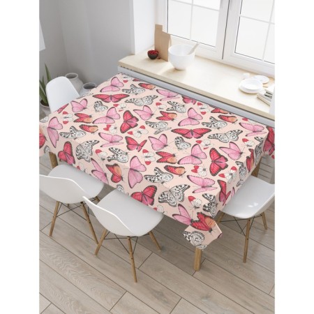 The tablecloth "Spring butterflies", rectangular, Saten, size 120x145 cm