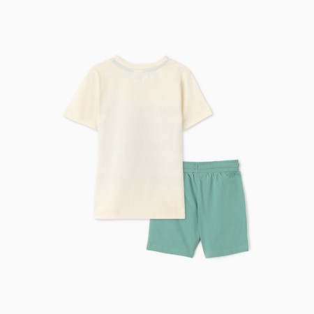 Set for a boy (T -shirt, shorts) A.42111, Milk color/Sage, height 134-4
