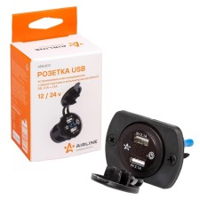 USB ROSET Car AIRLINE, moisture -proof, with 2 ports and voltmeter, 5V, 2.1A + 2.1a 98281