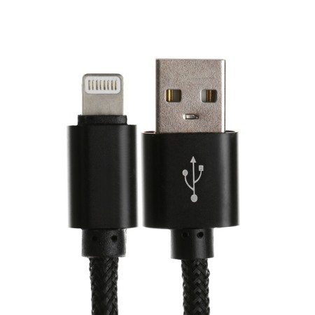 Lightning cable - usb, 2.1 a, nylon braid, 1 meter, black-1