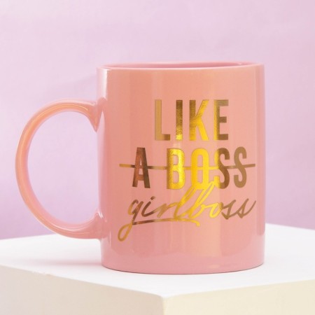 Ceramic mug Girl Boss, 300 ml, pink color-1