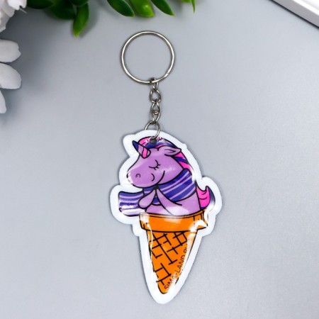 PVC keychain "Unicorn in the rye of ice cream" Soft 7x4.5 cm
