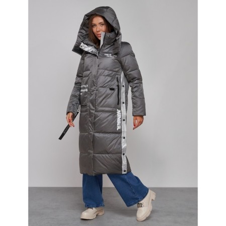 Coat insulated winter female, size 42, dark gray color-5