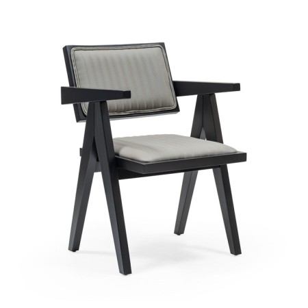 Harmony lunch chair, beech frame, polyester fabric, pageon Grey color