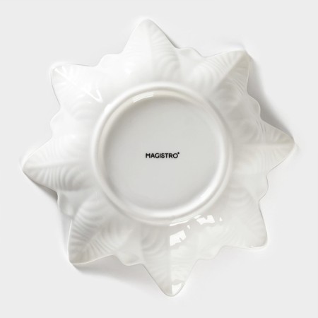 Porcelain salad Magistro "Blanche. Flower ", d = 24 cm, white color-4