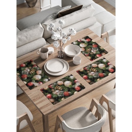 A set of napkins for setting the table "Festive decoration", rectangular, rounded edges, size 30x46 cm, 4 pcs