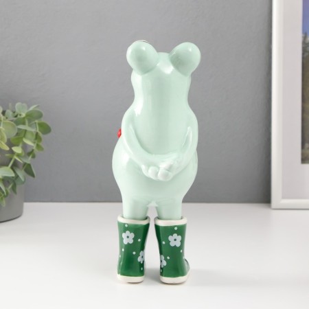 Souvenir Ceramics "Frog in rubber boots, with God's cow" 11.2x8.2x22.2 cm-2