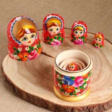 Nesting doll "Avdosya", red dress, 5 puppet, 18 cm-7