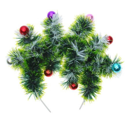 Kokoshnik "Christmas trees Green" with colored balls-3