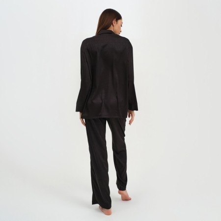 Female pajamas (shirt and trousers) kaftan "triangles" color color black, size 52-54-2