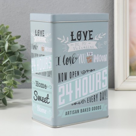Rectangular metal box "I love you to the moon" 7.8x12.2x18.6 cm
