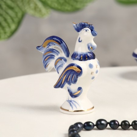Souvenir "Cockerel", Small, Gzhel, Cobalt-1