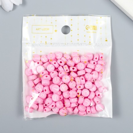 Beads for creativity plastic "English letters" Pink set 20 grams 0.4x0.7x0.7 cm-4