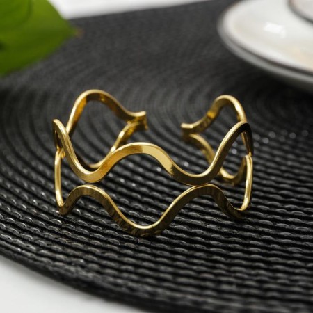 Ring for napkin "Two lines", 5.5 × 2.5 cm, gold color
