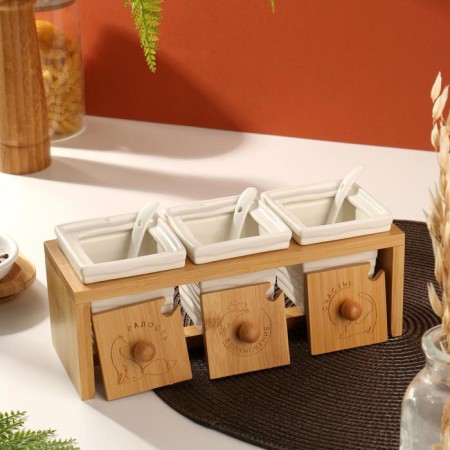 Set of storage cans on the stand "Happiness", 3 pcs, 250 ml-1