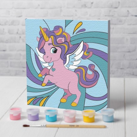 Picture on numbers for children "Magic Unicorn", 15 x 15 cm-1