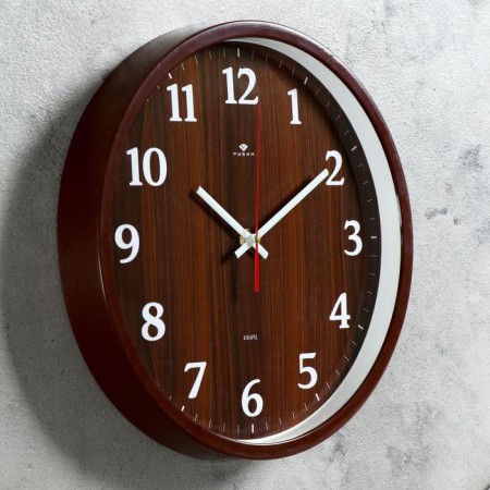 Watching clock, interior "tree", D-30 cm, silent, brown body-1