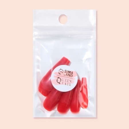 Patch nails, 24 pcs, ballerina shape, red color-4